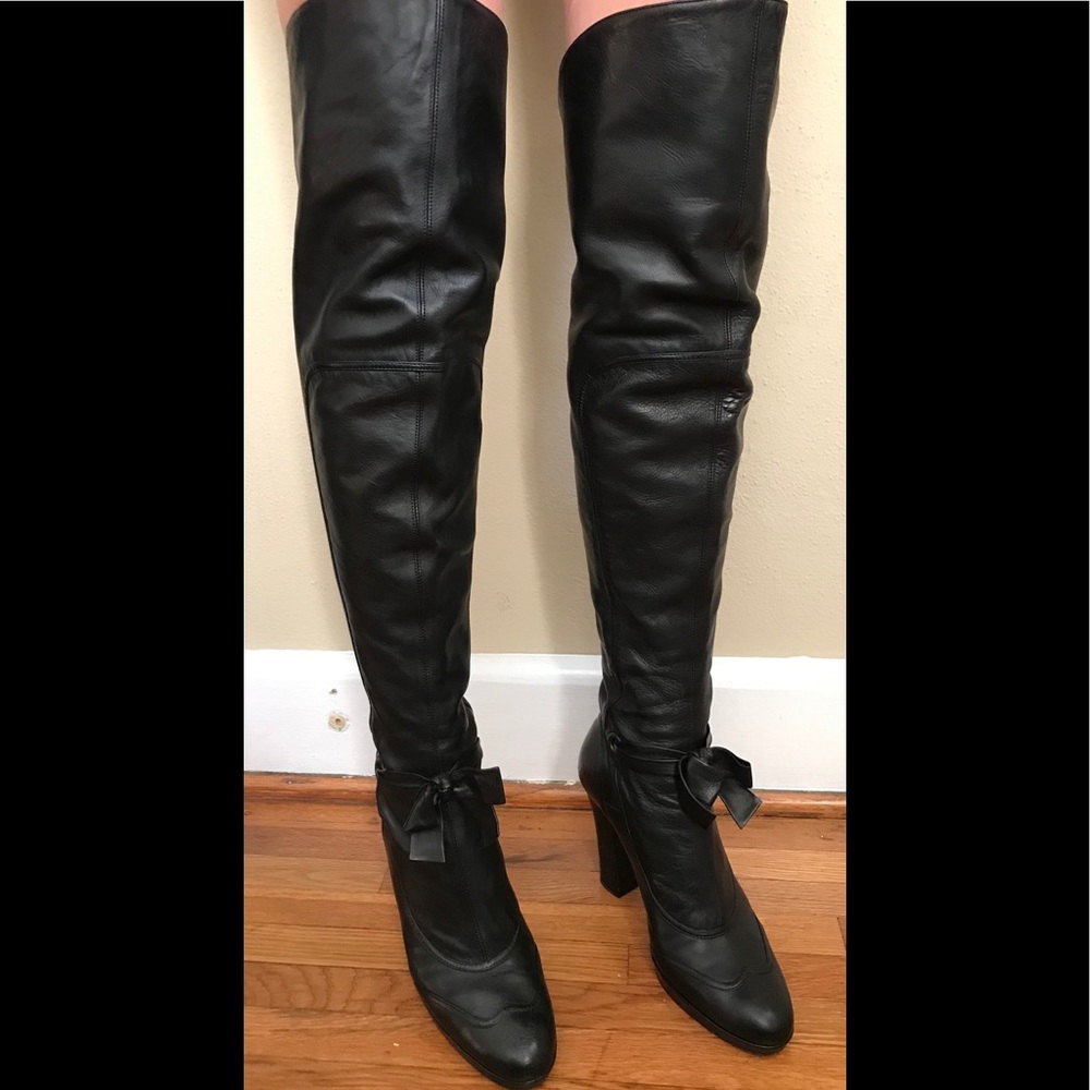 DKNY Leather Bow Knee-high Boots